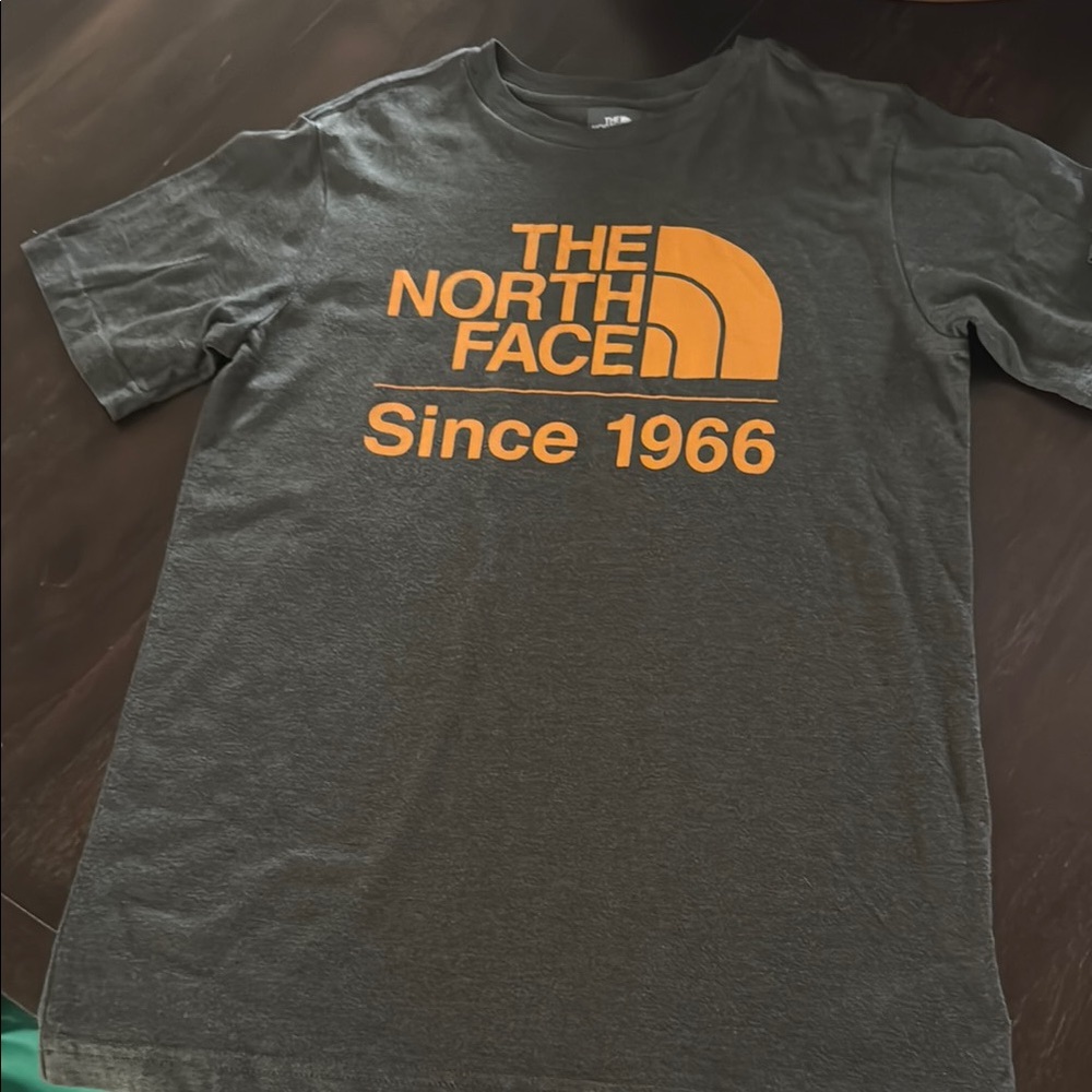 The North Face Gray and Orange Short Sleeve Tee